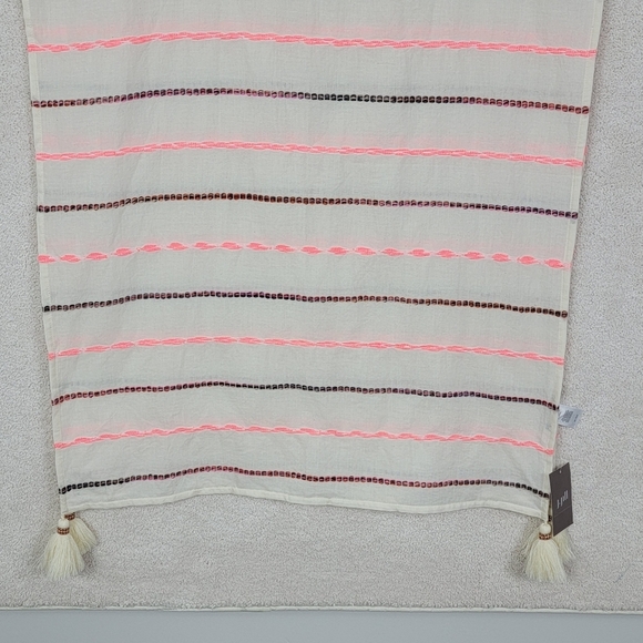 J. Jill Multi Color Cream Textured Striped Bohemian Scarf Made In India NEW - Picture 4 of 8